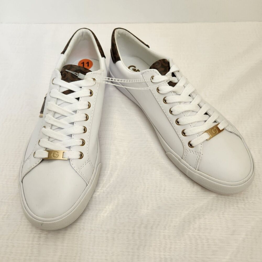 GBG Los Angeles Sneakers Women's Size 11 White with Brown Trim Lace Up Fashion